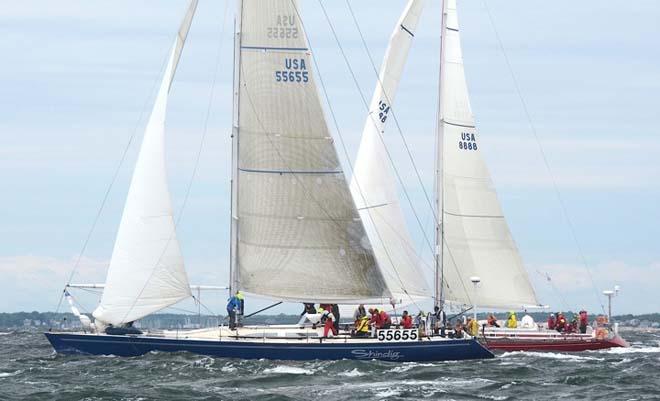 2013 Marion Bermuda Race - Shindig and Lady B started together and will probably finish together. Line honors will depend on which way the wind blows late Monday and early Tuesday morning, and how much. © Talbot Wilson